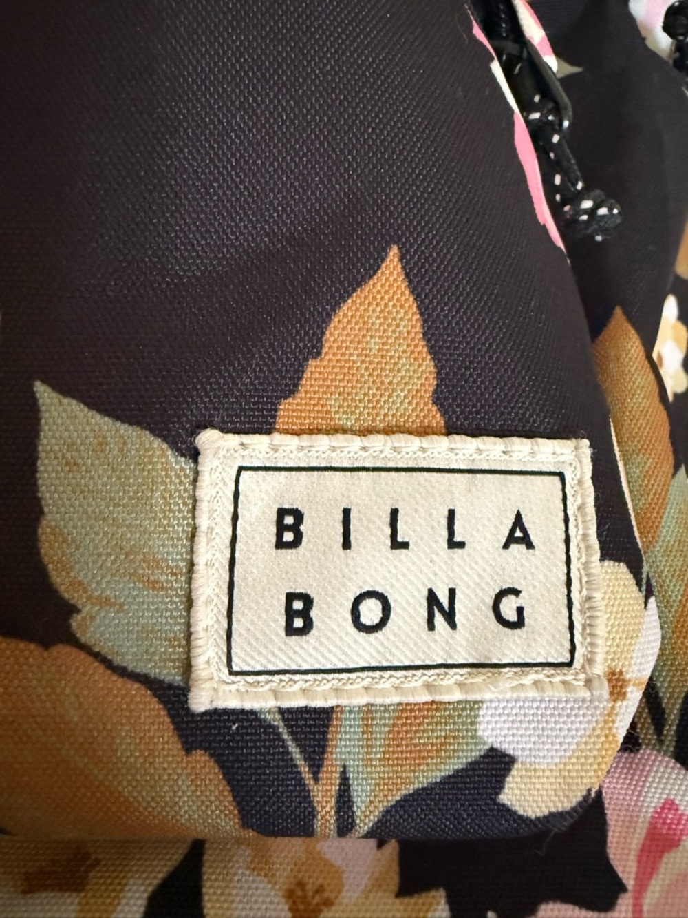 Gently Used Billabong Floral Black Canvas Backpack - Picture 3 of 5
